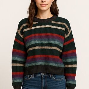 American Eagle Striped Knit Sweater | Size Small | Multicolor Cozy Fall Winter